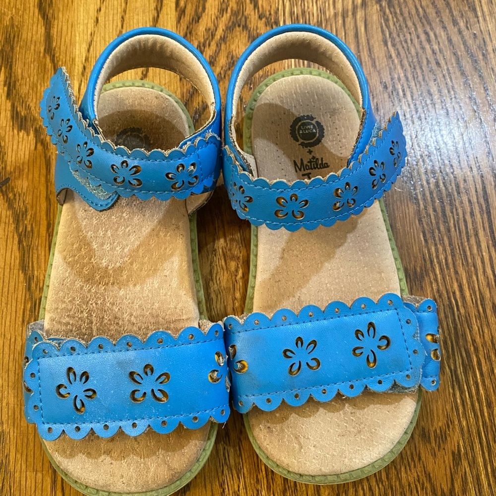 Livie & Luca Matilda Jane Blue Floral Cutout Kids Sandals